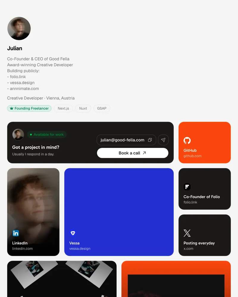 Julian's Folio page